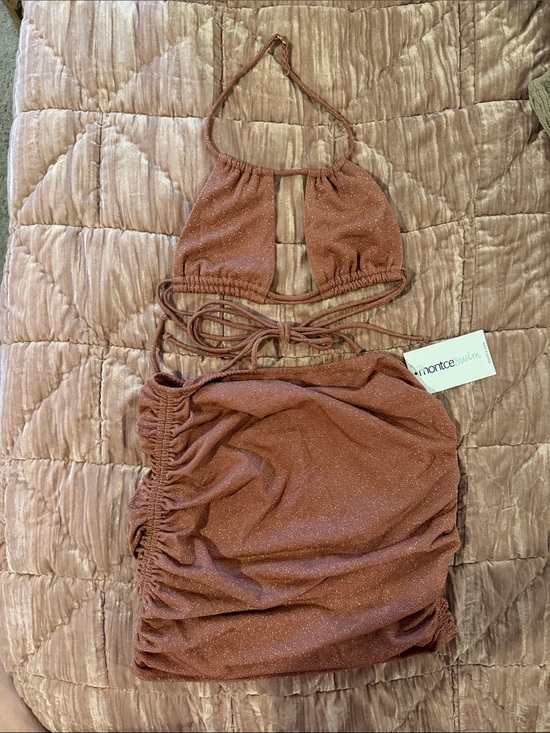 Montce Other - Montce mauve sparkle Brasil bikini top and Brittney coverup skirt BNWT small